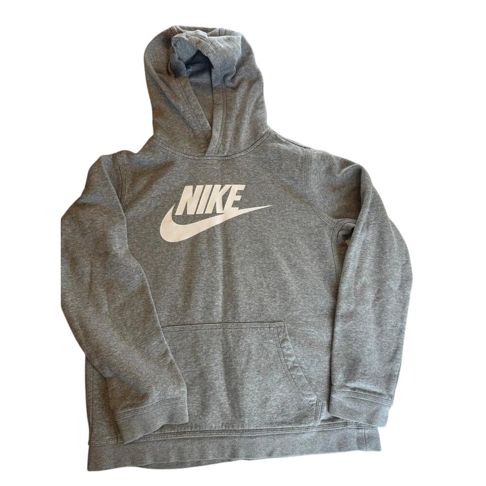 Nike Sportswear Club Fleece HBR Hoodie Youth XL Gray Big Logo CJ7861-063